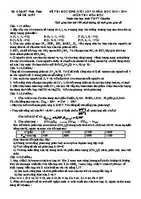 Đề thi học sinh giỏi lớp 10 năm học 2013  2014 môn thi Hóa học (dành cho học sinh THPT chuyên)